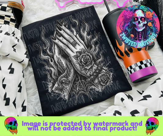 Praying Hands BLACK APPAREL ONLY