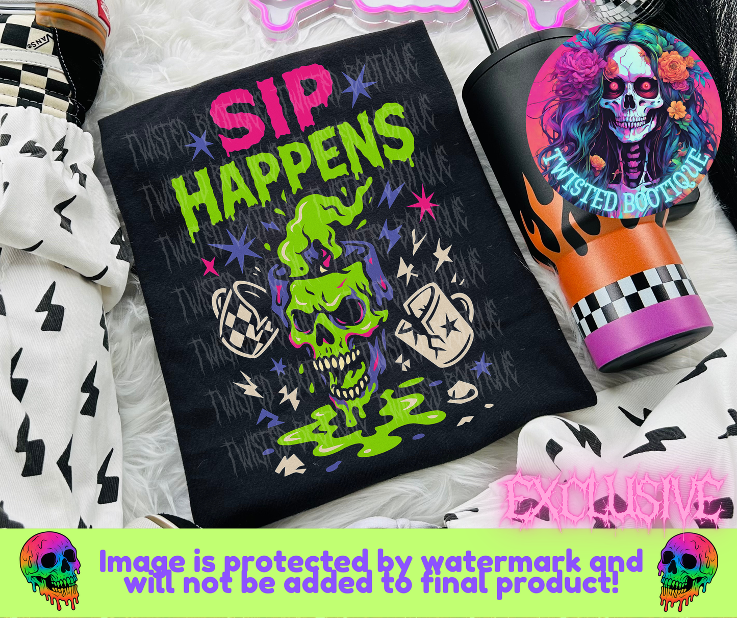 Sip Happens BLACK APPAREL ONLY