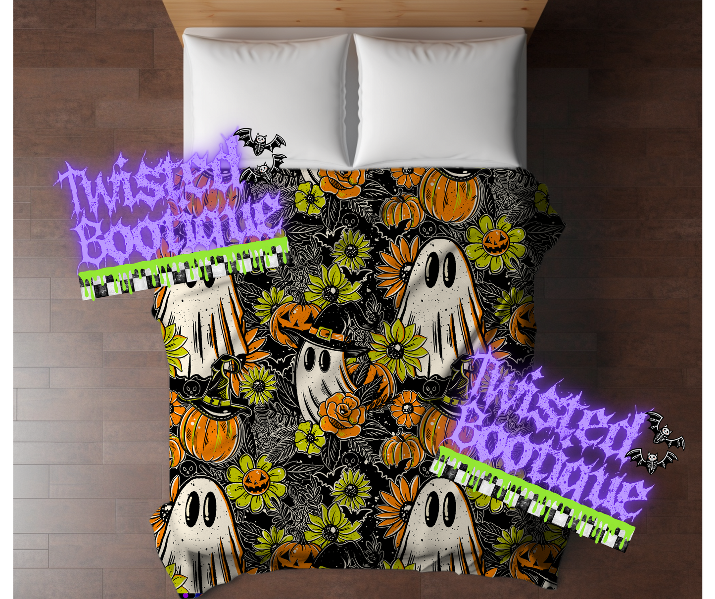 Ghostly Flowers Plush Blanket