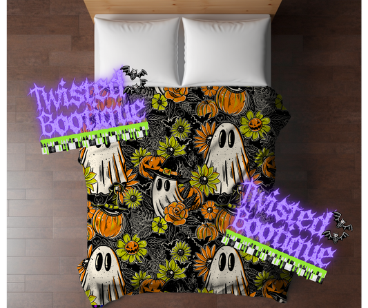 Ghostly Flowers Plush Blanket