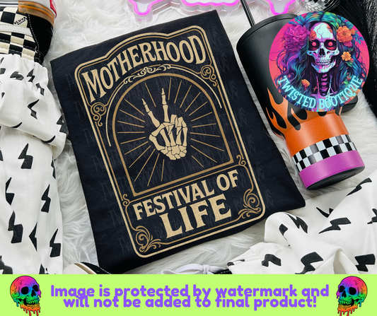 Motherhood Festival Of Life BLACK APPAREL ONLY