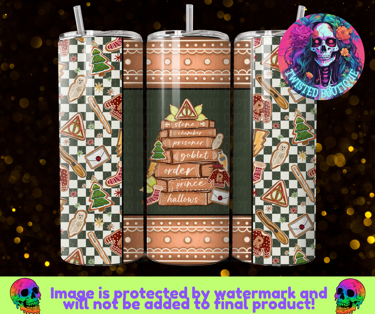 HP Christmas Book Stack Tumbler