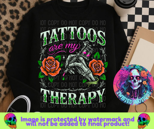Tattoos Are My Therapy BLACK APPAREL ONLY