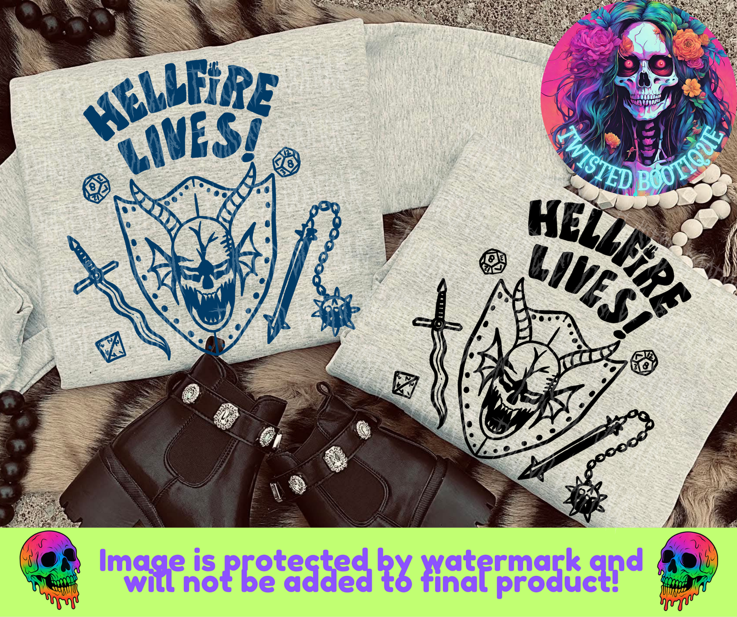 Hellfire Lives! Blue Or Black Font