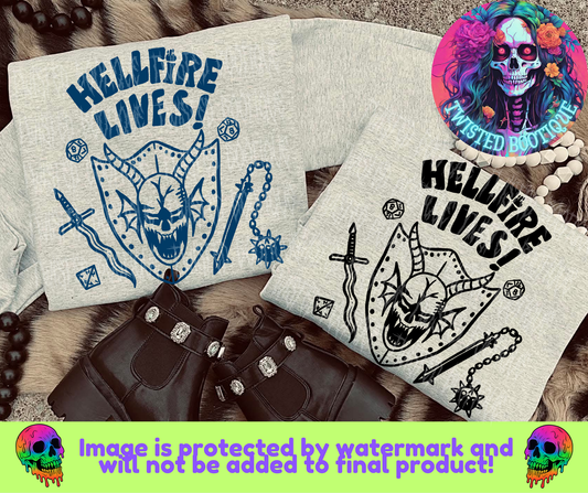 Hellfire Lives! Blue Or Black Font